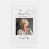 "永遠に私たちのハート"メモリアル、名前、写真 アクリルサイン (正面)