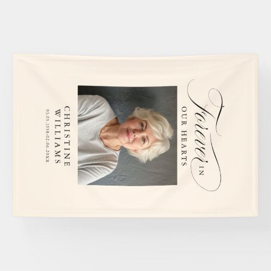 "永遠に私たちのハート"メモリアル、名前、写真 横断幕 (横)