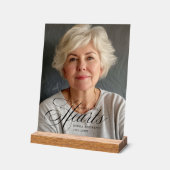 「永遠に私たちのハート」写真葬儀記念碑 アクリルサイン (傾斜)