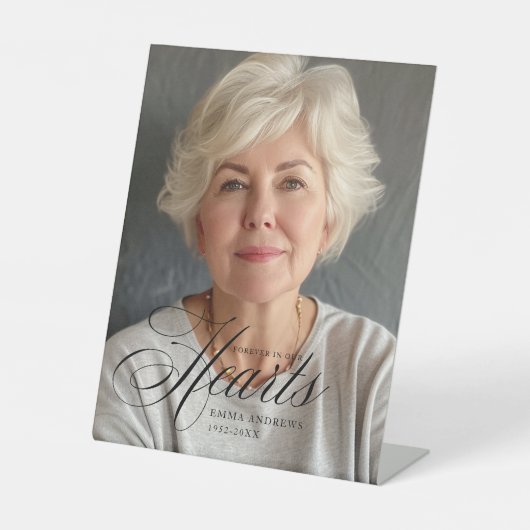 「永遠に私たちのハート」写真葬儀記念碑 台座サイン (正面)