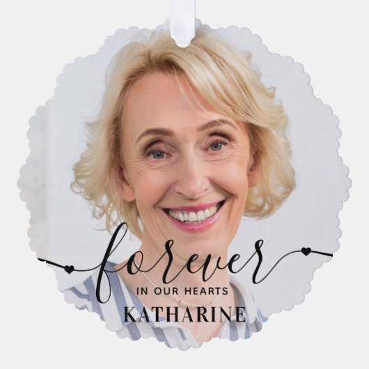 永遠に私たちのハート-悔やみや弔慰記念碑 オーナメントカード (正面)