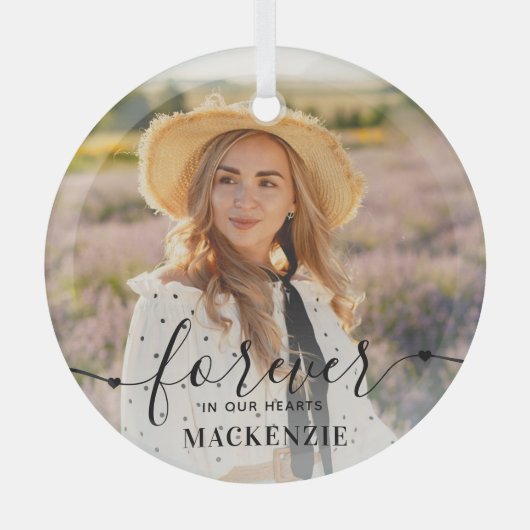 永遠に私たちのハート-悔やみや弔慰記念碑 ガラスオーナメント (正面)