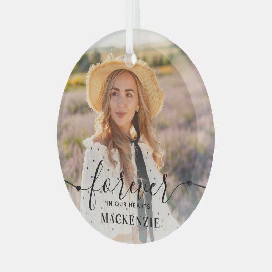 永遠に私たちのハート-悔やみや弔慰記念碑 ガラスオーナメント (正面左)