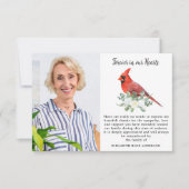 永遠に私たちのハート(鳥)ショウジョウコウカンチョウバードフォト悔やみや弔慰 サンキューカード (正面)