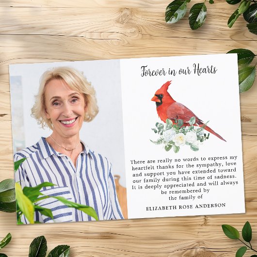 永遠に私たちのハート(鳥)ショウジョウコウカンチョウバードフォト悔やみや弔慰 サンキューカード