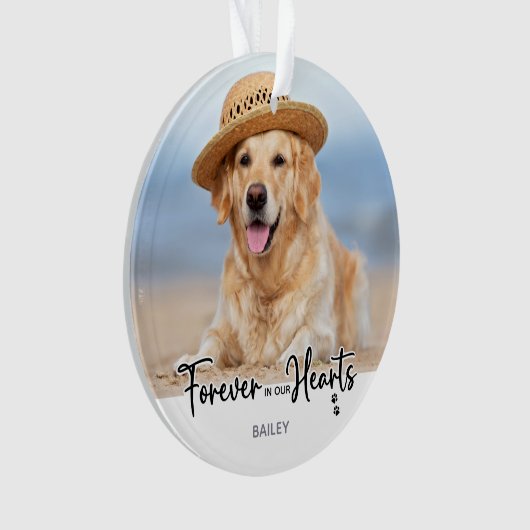 永遠に私たちのハート- 2犬の写真ペット記念碑 オーナメント (正面)