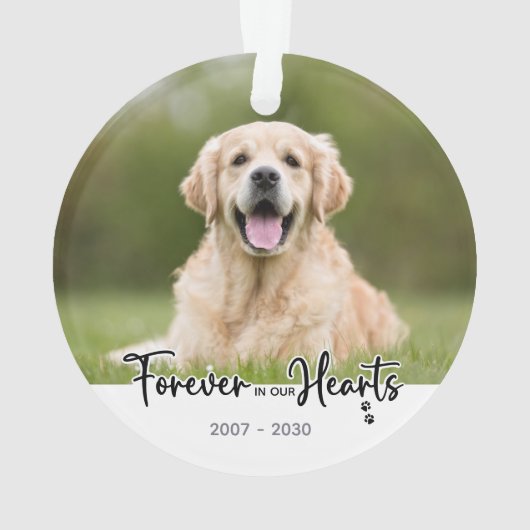 永遠に私たちのハート- 2犬の写真ペット記念碑 オーナメント (裏面)