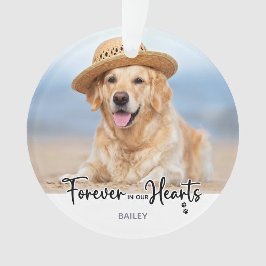 永遠に私たちのハート- 2犬の写真ペット記念碑 オーナメント (正面)