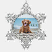 永遠に私たちのハート- Dog Photo Petメモリアル スノーフレークピューターオーナメント (正面)