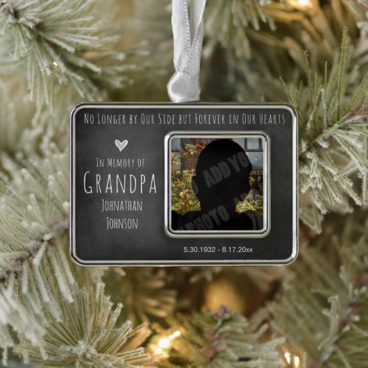 永遠に私たちのハートChalkboard写真 シルバープレートフレームオーナメント (ツリー)