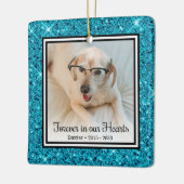 永遠に私たちの心の中にアクアグリッタードッグ セラミックオーナメント (左)