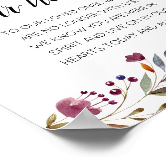 永遠に私たちの心の中に バーガンディ フラワーメモリアル ポスター (角)