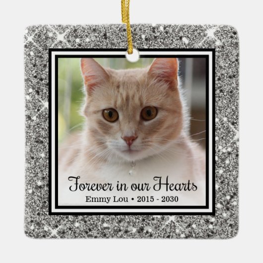 永遠に私たちの心の中に 猫 セラミックオーナメント (正面)