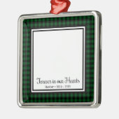 永遠に私たちの心の中に 緑のバッファローチェックメモリアル メタルオーナメント (左)
