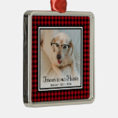 永遠に私たちの心の中に 赤いバフォローチェックメモリアル メタルオーナメント (右)