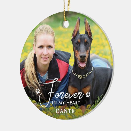 永遠に私のハートでカスタムペット犬の写真記念碑 セラミックオーナメント (左)