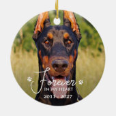 永遠に私のハートでカスタムペット犬の写真記念碑 セラミックオーナメント (裏面)