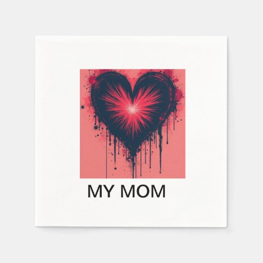 「永遠に私のハートで：母への失った貢❤️献」 スタンダードカクテルナプキン (正面)