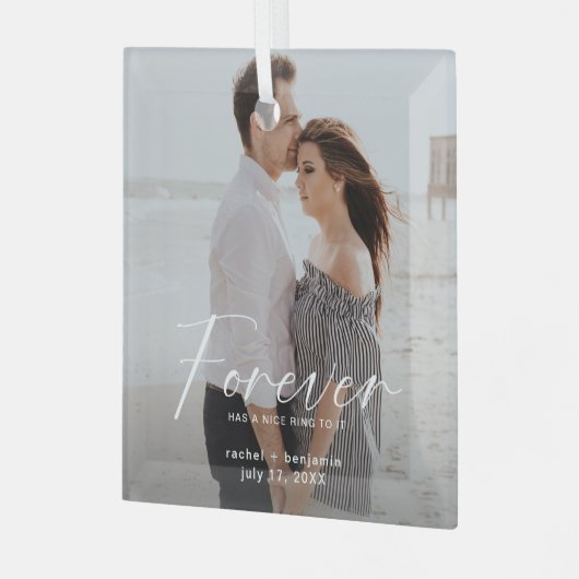 永遠に素敵な指輪の写真婚約モダン  ガラスオーナメント (正面左)