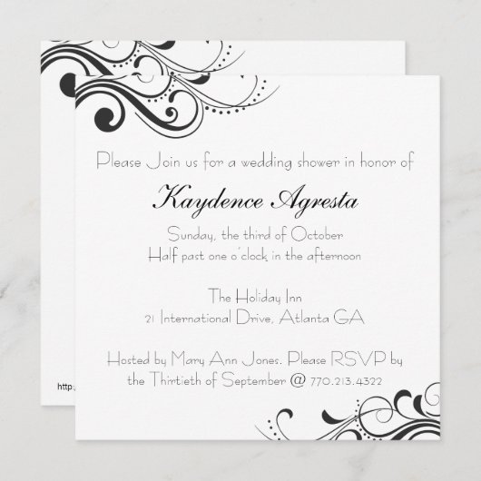 永遠に続く愛ウェディングシャワーの招待状 招待状 (正面/裏面)