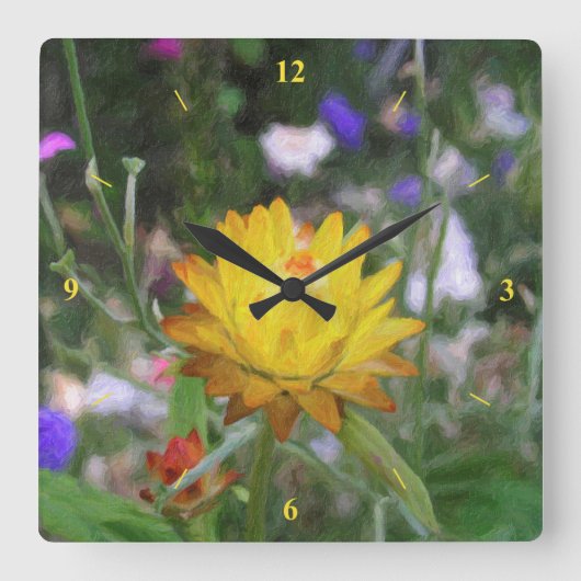 永遠に続く花 スクエア壁時計 (正面)