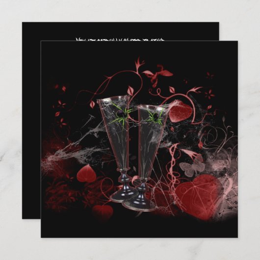 永遠に編まれたゴシック様式のスパイダーウェディングの誘い 招待状 (正面/裏面)