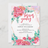 永遠に若い牡丹とバラの誕生日 招待状 (正面)