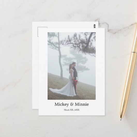 永遠に記憶されるオーダーメイドの結婚式写真ポストカード ポストカード (正面/裏面インサイチュ)