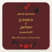 永遠に魅了さ結婚れた スクエアペーパーコースター (正面)