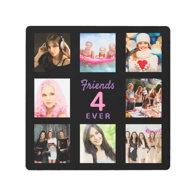 永遠に黒いピンクの写真コラージュ メタルプリント (正面)