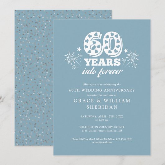 永遠に60周年 結婚記念日 招待状 (正面/裏面)
