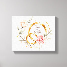 永遠に & いつも - ロマンチックな結婚指輪アート キャンバスプリント