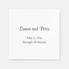 「永遠に」ネイビーテキスト名前と日付 スタンダードカクテルナプキン
