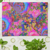 永遠に_ピンクのヒマワリ畑 キッチンタオル (折り畳み)