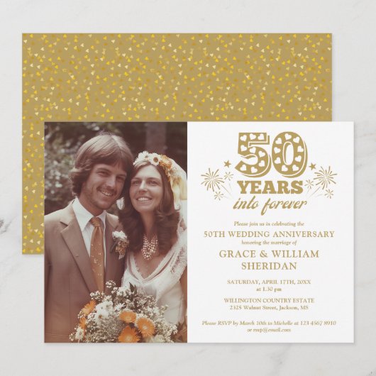 永遠に　５０周年結婚記念写真 招待状 (正面/裏面)