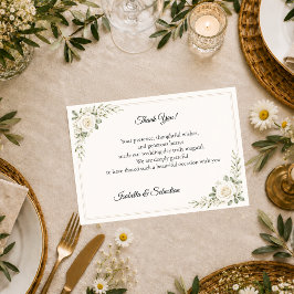 永遠のアイボリーのバラのミニマリズムの結婚式 サンキューカード
