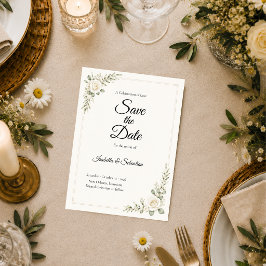 永遠のアイボリーのバラのミニマリズムの結婚式 セーブザデート