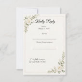 永遠のアイボリーのバラのミニマリズムの結婚式 出欠カード (正面)