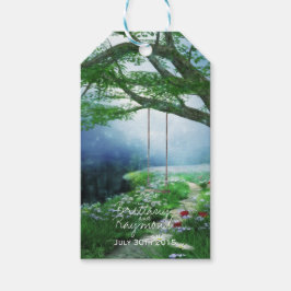 永遠のウッドランドストリームメッセージカードへのパス ギフトタグ
