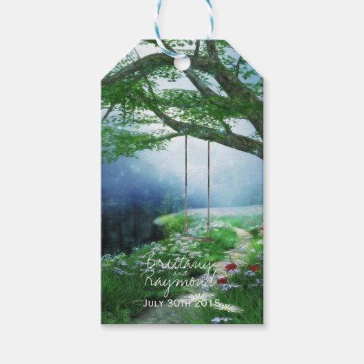 永遠のウッドランドストリームメッセージカードへのパス ギフトタグ (正面)