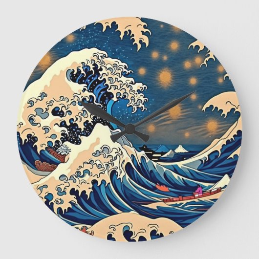 永遠のエレガンス：グルーヴィレトロ波 ラージ壁時計 (正面)