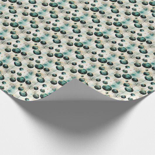 永遠のエレガンス：緑と金ゴールド ラッピングペーパー (角)