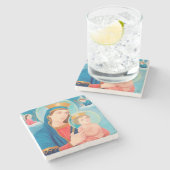 永遠のカトリックの私救済たちの女性 ストーンコースター (横)