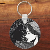 永遠のキス：ブラック&ホワイトのシルエット愛好家 キーホルダー (正面)