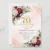 永遠のゴールド フローラル 70歳の誕生日 招待状 (正面)