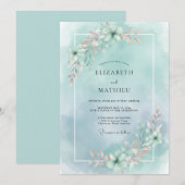 永遠のシーシャンフォームペイントの芍薬の結婚式 招待状 (正面/裏面)