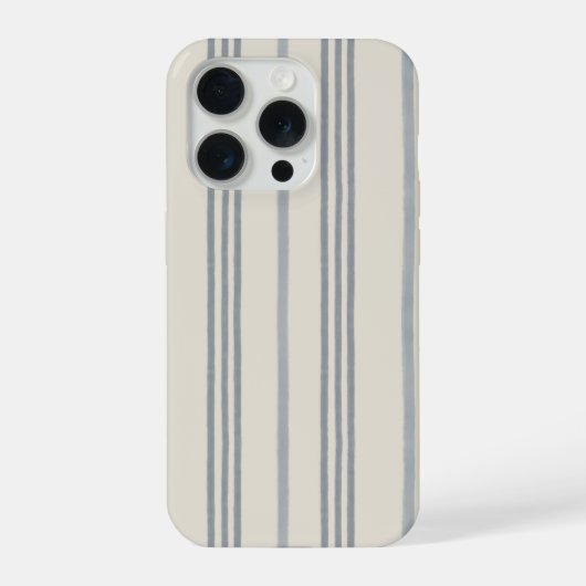永遠のスレートブルーのペインタリーストライプ柄 iPhoneケース (裏面)