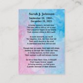 永遠のセレニティパーソナライズされたーサミネスカード コーリングカード (裏面)