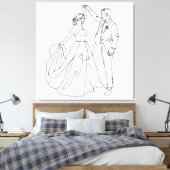 永遠のダンス - ミニマリストの結婚式のラインアート キャンバスプリント (インサイチュ (寝室))