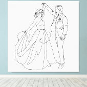 永遠のダンス - ミニマリストの結婚式のラインアート キャンバスプリント (インサイチュ (ウッドフロア))